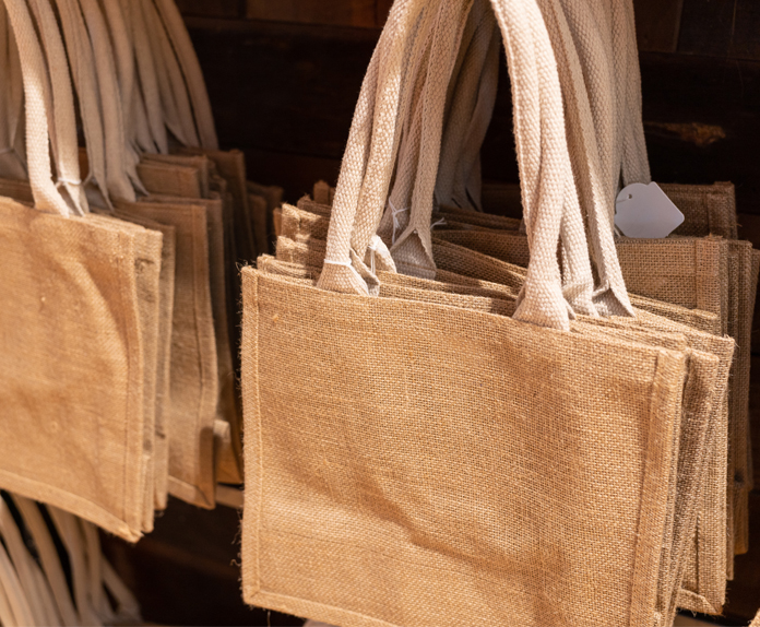 Personalized eco-friendly tote bags made from jute and cotton