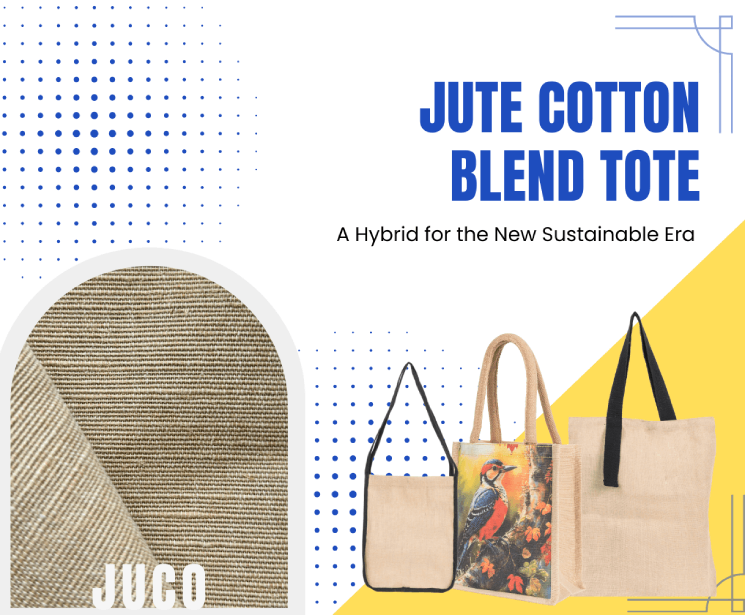 Jute cotton blend tote bag showcasing eco-friendly hybrid fabric