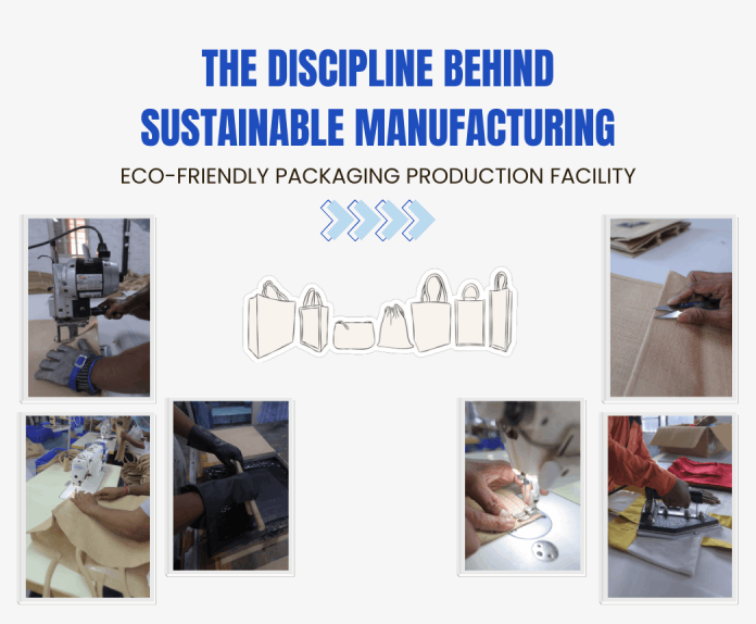 Sustainable manufacturing process in eco-friendly packaging production facility