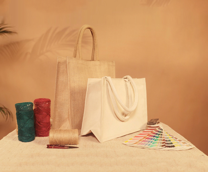 Personalized eco-friendly tote bags made from jute and cotton